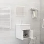 Badezimmerschrank-Set aus glänzend weißem Holzwerkstoff von , Badezimmermöbel - Ref: Foro24-3070862, Preis: 123,27 €, Rabatt: %