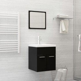 Badezimmerschrank-Set aus schwarzer Holzwerkstoffplatte von , Badezimmermöbel - Ref: Foro24-3070857, Preis: 133,90 €, Rabatt: %