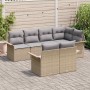 Conjunto de sofá de jardín con cojín 7 pcs Beige Poliratán