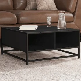 Mitteltisch aus Ingenieurholz und schwarzem Metall, 60,5x60,5x30 cm. von , Couchtisch - Ref: Foro24-848764, Preis: 45,44 €, R...
