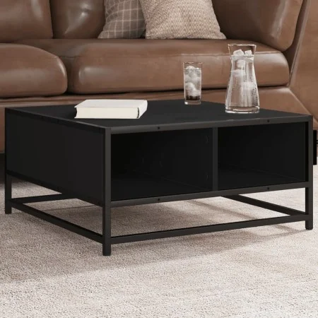 Engineered wood and black metal coffee table 60.5x60.5x30 cm by , Coffee table - Ref: Foro24-848764, Price: 45,44 €, Discount: %