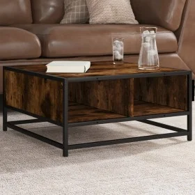 Smoked oak wood and metal coffee table 60.5x60.5x30 cm by , Coffee table - Ref: Foro24-848766, Price: 44,18 €, Discount: %