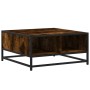 Mesa de centro madera y metal roble ahumado 60,5x60,5x30 cm