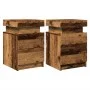 Bedside tables with LED lights, set of 2, aged wood, 35x39x55 cm by , Nightstands - Ref: Foro24-857655, Price: 112,40 €, Disc...