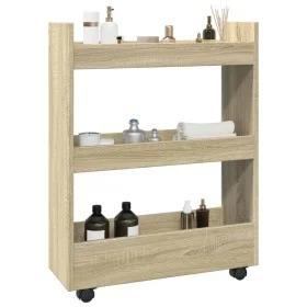 Narrow storage cart 3 levels oak Sonoma wood by , Kitchen and dining carts - Ref: Foro24-855252, Price: 52,88 €, Discount: %