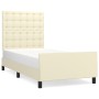 Estructura de cama sin colchón cuero sintético crema 100x200 cm