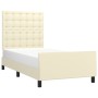 Estructura de cama sin colchón cuero sintético crema 100x200 cm