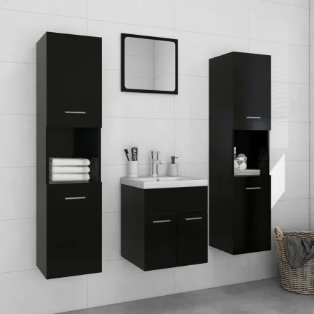 Badezimmerschrank-Set aus schwarzer Holzwerkstoffplatte von , Badezimmermöbel - Ref: Foro24-3071037, Preis: 169,65 €, Rabatt: %