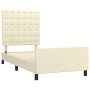 Estructura de cama sin colchón cuero sintético crema 100x200 cm