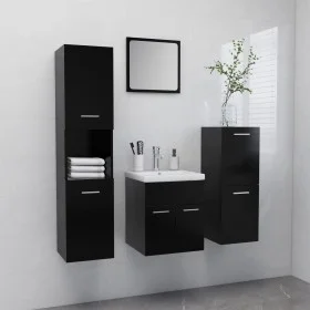 Badezimmerschrank-Set aus schwarzer Holzwerkstoffplatte von , Badezimmermöbel - Ref: Foro24-3071082, Preis: 228,88 €, Rabatt: %
