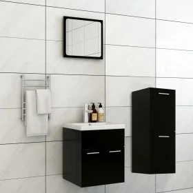 Badezimmerschrank-Set aus schwarzer Holzwerkstoffplatte von , Badezimmermöbel - Ref: Foro24-3071172, Preis: 167,96 €, Rabatt: %