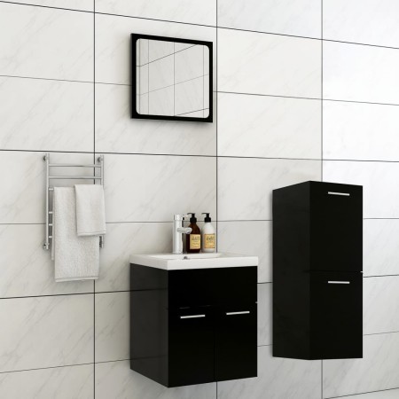 Badezimmerschrank-Set aus schwarzer Holzwerkstoffplatte von , Badezimmermöbel - Ref: Foro24-3071172, Preis: 170,30 €, Rabatt: %