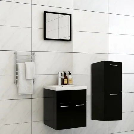 Badezimmerschrank-Set aus schwarzer Holzwerkstoffplatte von , Badezimmermöbel - Ref: Foro24-3071172, Preis: 167,96 €, Rabatt: %