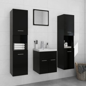Badezimmerschrank-Set aus schwarzer Holzwerkstoffplatte von , Badezimmermöbel - Ref: Foro24-3071217, Preis: 259,91 €, Rabatt: %