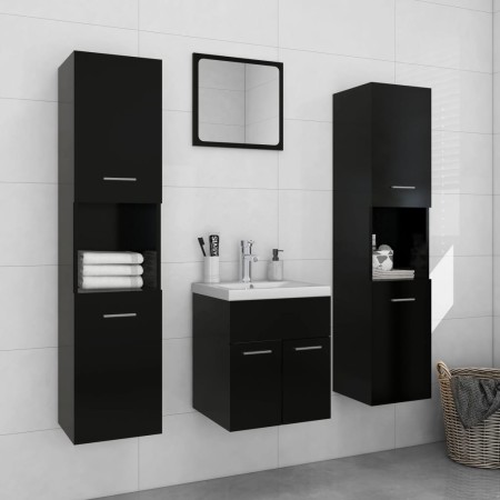 Badezimmerschrank-Set aus schwarzer Holzwerkstoffplatte von , Badezimmermöbel - Ref: Foro24-3071217, Preis: 259,91 €, Rabatt: %