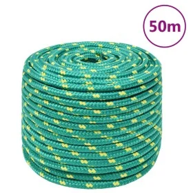 Green 14 mm 50 m polypropylene boat rope by , Ropes and metal cords - Ref: Foro24-152728, Price: 38,31 €, Discount: %