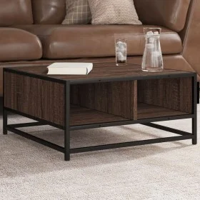 Mesa de centro madera ingeniería y metal marrón 60,5x60,5x30 cm by , Coffee table - Ref: Foro24-848768, Price: 45,13 €, Disco...