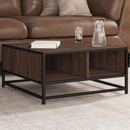 Mitteltisch aus Ingenieurholz und Metall, braun, 60,5x60,5x30 cm. von , Couchtisch - Ref: Foro24-848768, Preis: 45,12 €, Raba...