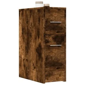 Schmaler Badezimmerschrank mit Rädern aus geräucherter Eiche. von , Schließfächer und Lagerschränke - Ref: Foro24-855281, Pre...