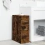 Schmaler Badezimmerschrank mit Rädern aus geräucherter Eiche. von , Schließfächer und Lagerschränke - Ref: Foro24-855281, Pre...