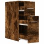 Schmaler Badezimmerschrank mit Rädern aus geräucherter Eiche. von , Schließfächer und Lagerschränke - Ref: Foro24-855281, Pre...