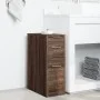 Schmaler Badezimmerschrank mit Rollen aus braunem Eichenholz. von , Schließfächer und Lagerschränke - Ref: Foro24-855283, Pre...
