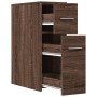 Schmaler Badezimmerschrank mit Rollen aus braunem Eichenholz. von , Schließfächer und Lagerschränke - Ref: Foro24-855283, Pre...