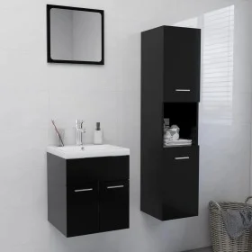 Badezimmerschrank-Set aus schwarzer Holzwerkstoffplatte von , Badezimmermöbel - Ref: Foro24-3070947, Preis: 109,60 €, Rabatt: %