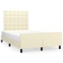Estructura de cama sin colchón cuero sintético crema 120x200 cm