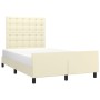 Estructura de cama sin colchón cuero sintético crema 120x200 cm