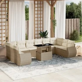 Set de sofás de jardín 11pzas con cojines ratán sintético beige by , Garden sets - Ref: Foro24-3268778, Price: 877,56 €, Disc...