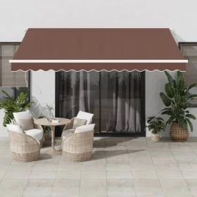 Automatische ausfahrbare Markise mit LED-Lichtern in Braun, 400x300 cm. von , Markisen - Ref: Foro24-3215380, Preis: 633,65 €...