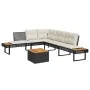 Set sofás jardín y cojines 2 pzas ratán sintético acacia negro by , Garden sets - Ref: Foro24-3277497, Price: 382,61 €, Disco...