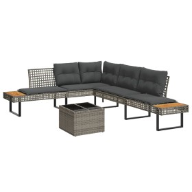 Set de sofás jardín 2 pzas con cojines ratán PE y vidrio gris de , Conjuntos de jardín - Ref: Foro24-3277495, Precio: 341,76 ...