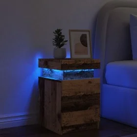 Mesita de noche con LED madera ingeniería envejecida 35x39x55cm by , Nightstands - Ref: Foro24-857654, Price: 64,23 €, Discou...
