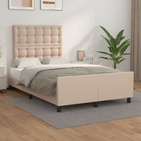 Estructura cama sin colchón cuero sintético capuchino 120x200cm