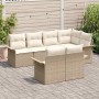 Conjunto de sofá de jardín con cojín 7 pcs Beige Poliratán
