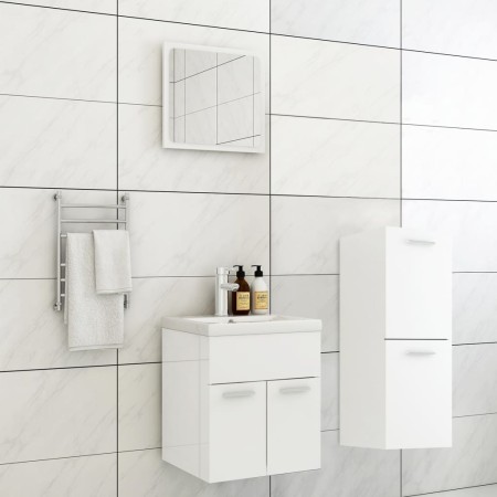 Badezimmerschrank-Set aus glänzend weißem Holzwerkstoff von , Badezimmermöbel - Ref: Foro24-3071177, Preis: 170,84 €, Rabatt: %