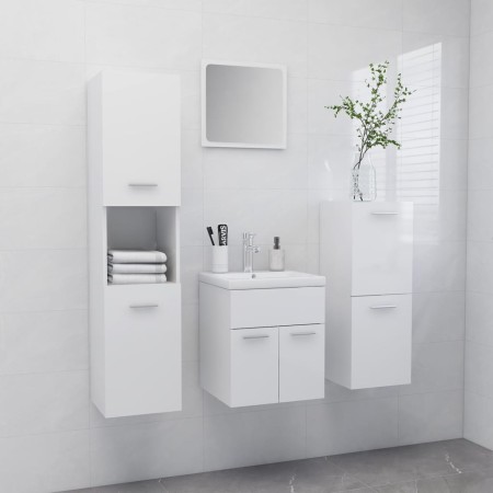 Badezimmerschrank-Set aus glänzend weißem Holzwerkstoff von , Badezimmermöbel - Ref: Foro24-3071357, Preis: 286,49 €, Rabatt: %