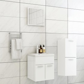 Juego de muebles de baño madera de ingeniería blanco brillo de , Muebles de baño - Ref: Foro24-3071447, Precio: 212,60 €, Des...