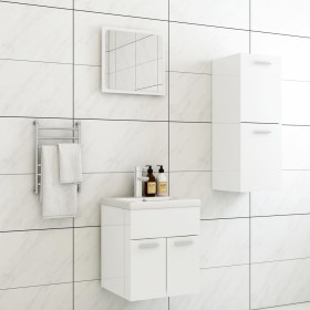 Badezimmerschrank-Set aus glänzend weißem Holzwerkstoff von , Badezimmermöbel - Ref: Foro24-3070997, Preis: 93,42 €, Rabatt: %