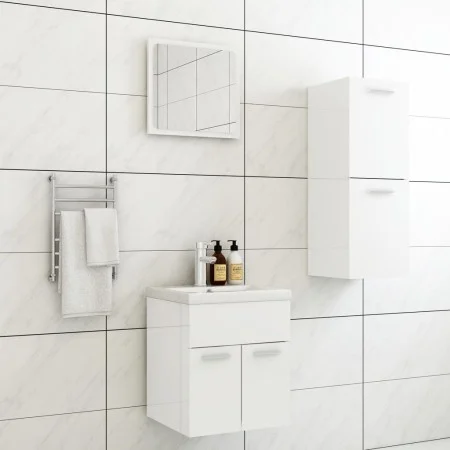 Engineered wood bathroom furniture set in high-gloss white by , Bathroom furniture - Ref: Foro24-3070997, Price: 90,59 €, Dis...