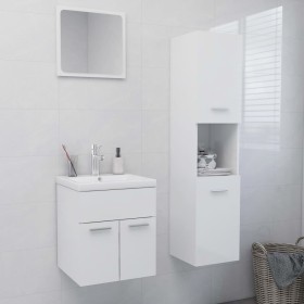 Badezimmerschrank-Set aus glänzend weißem Holzwerkstoff von , Badezimmermöbel - Ref: Foro24-3071132, Preis: 193,33 €, Rabatt: %