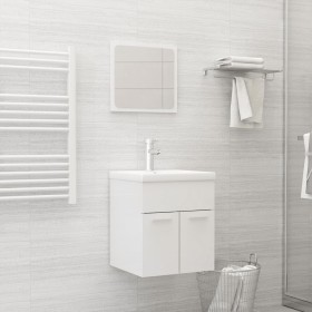 Badezimmerschrank-Set aus glänzend weißem Holzwerkstoff von , Badezimmermöbel - Ref: Foro24-3071312, Preis: 167,94 €, Rabatt: %