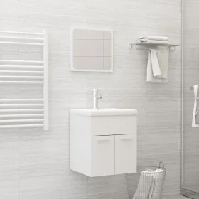 Engineered wood bathroom furniture set in high-gloss white by , Bathroom furniture - Ref: Foro24-3071312, Price: 158,85 €, Di...