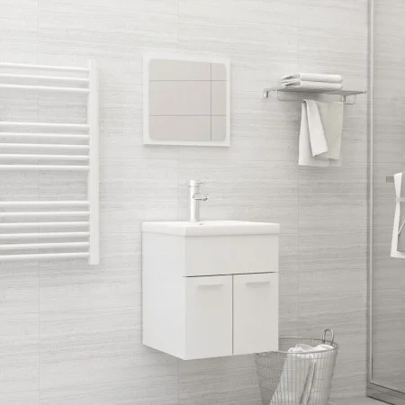 Badezimmerschrank-Set aus glänzend weißem Holzwerkstoff von , Badezimmermöbel - Ref: Foro24-3071312, Preis: 158,85 €, Rabatt: %