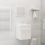 Badezimmerschrank-Set aus glänzend weißem Holzwerkstoff von , Badezimmermöbel - Ref: Foro24-3071312, Preis: 158,85 €, Rabatt: %