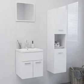Badezimmerschrank-Set aus glänzend weißem Holzwerkstoff von , Badezimmermöbel - Ref: Foro24-3071402, Preis: 228,17 €, Rabatt: %