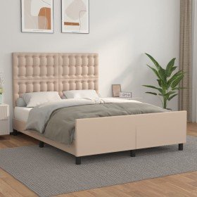 Estructura cama sin colchón cuero sintético capuchino 140x190cm Estructura cama sin colchón cuero sintético capuchino 140x190cm