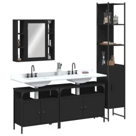 4-teiliges Badezimmermöbelset aus schwarzer Spanplatte von , Badezimmermöbel - Ref: Foro24-3214745, Preis: 264,01 €, Rabatt: %